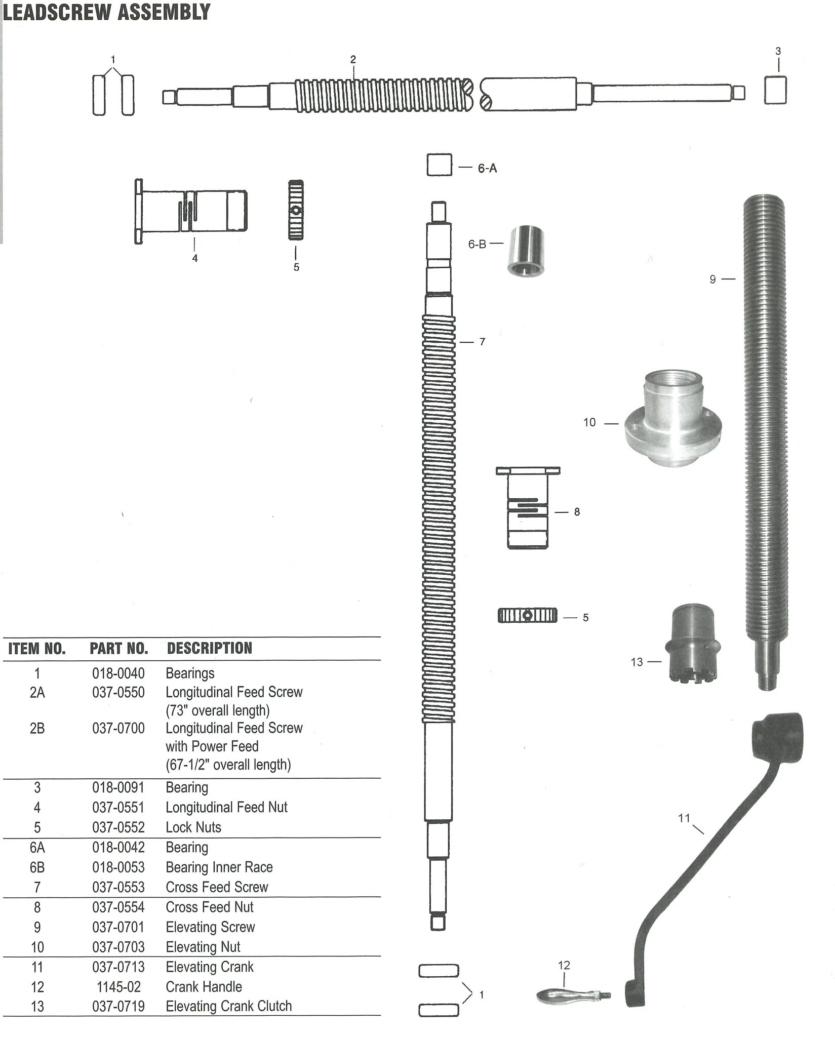 Lead Screw Assembly 4 HP Breakdown