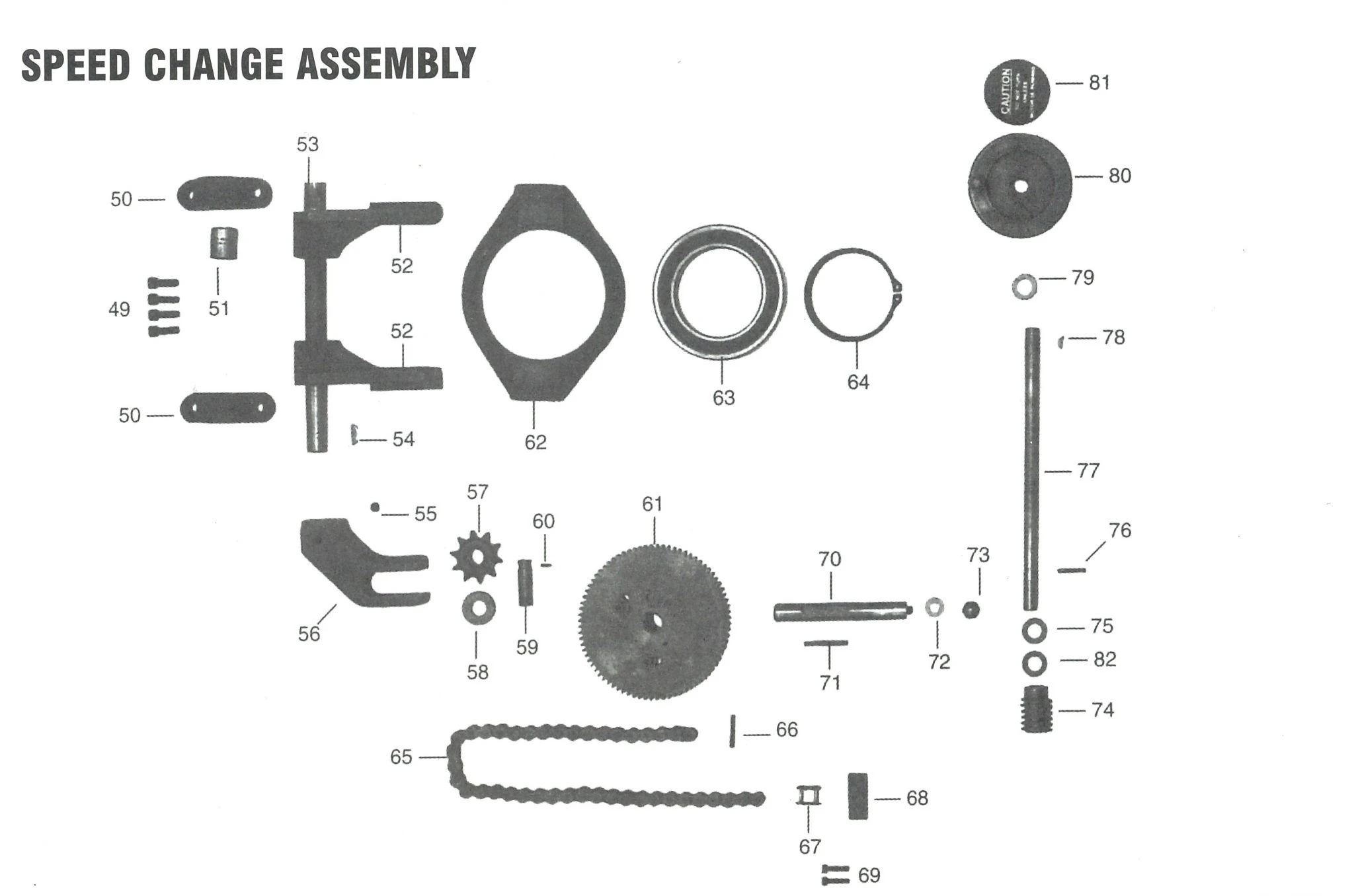Speed Change Assembly 4 HP Breakdown